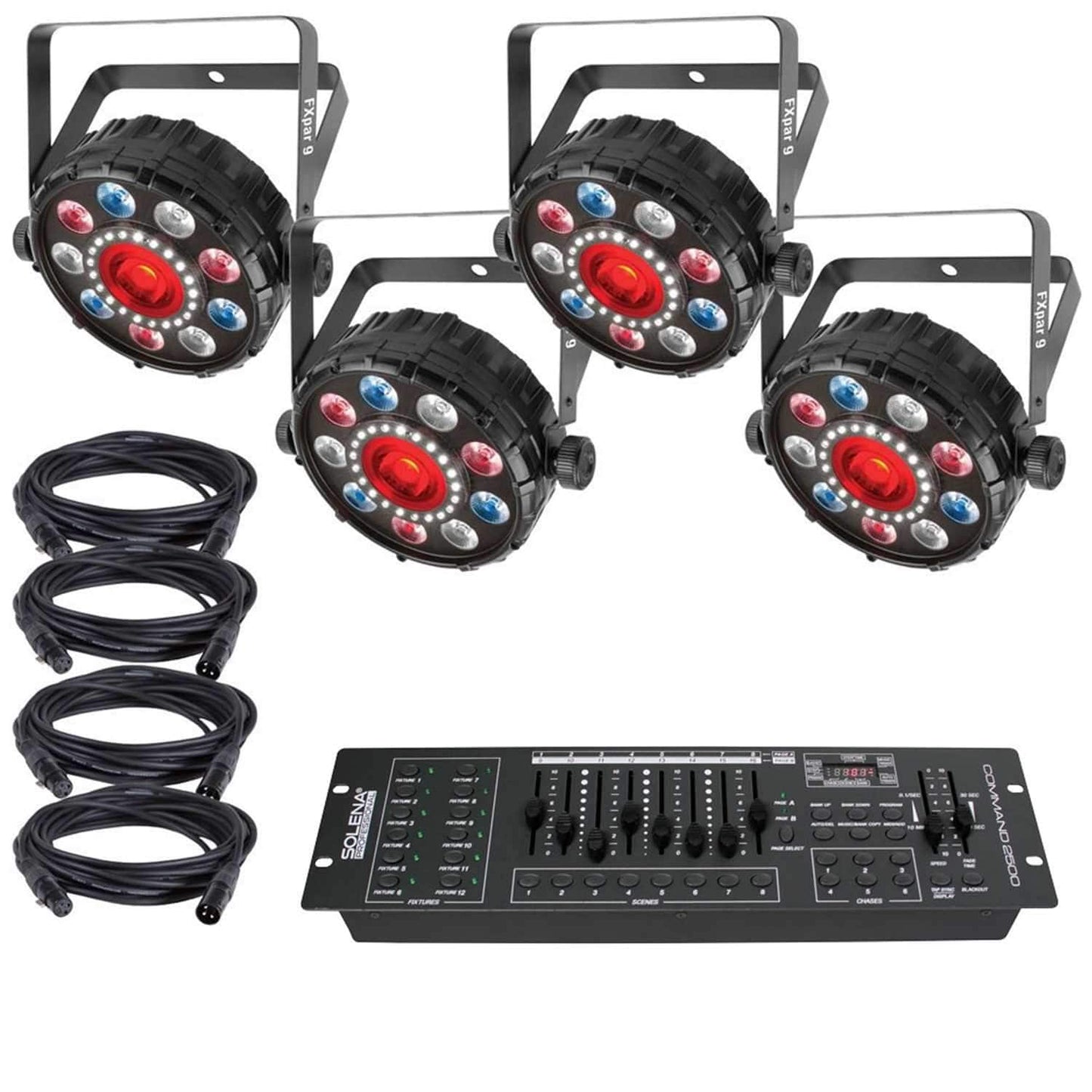 Chauvet FXPAR 9 Multi-Effect Light 4-Pack with DMX Controller - PSSL ProSound and Stage Lighting