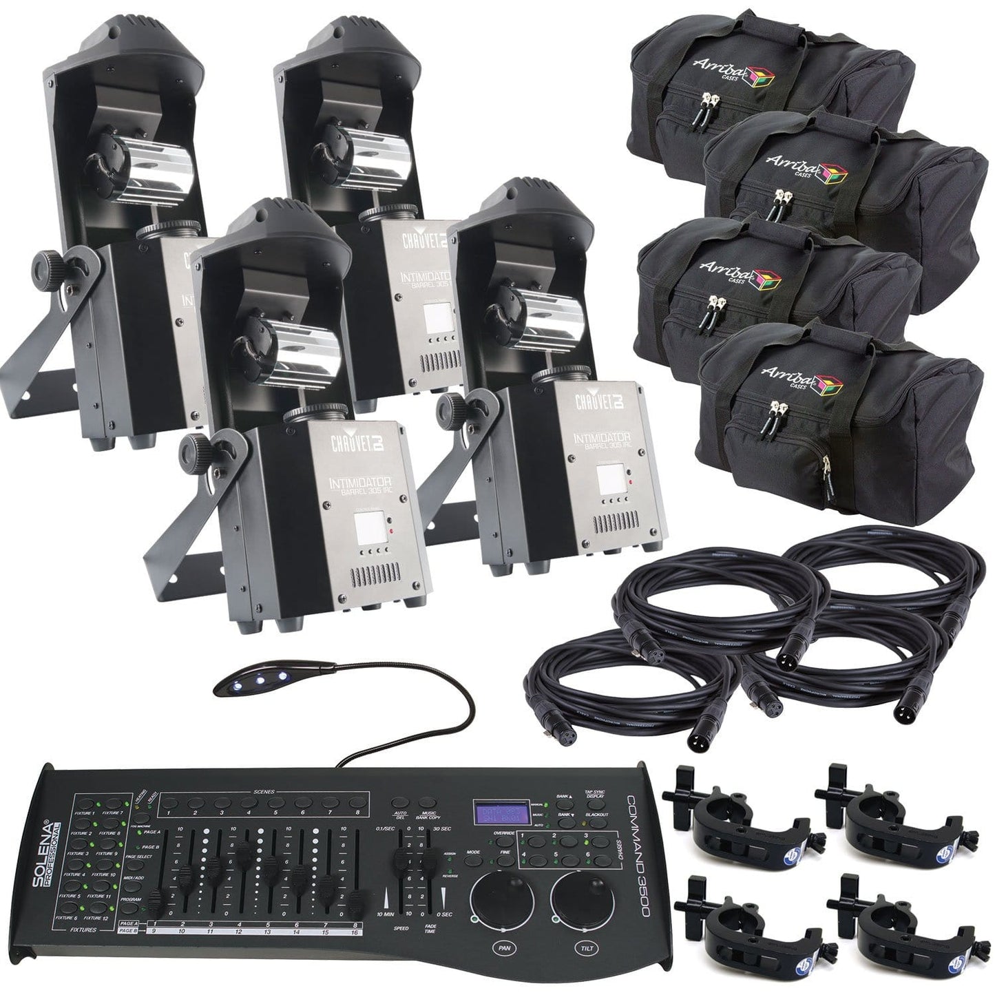 Chauvet Intimidator Barrel 305 IRC LED Moving Head Light 4-Pack with Gig Bags - PSSL ProSound and Stage Lighting