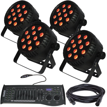 Blizzard LB Par Quad RGBA 4-Pack with Cables & DMX Controller - PSSL ProSound and Stage Lighting