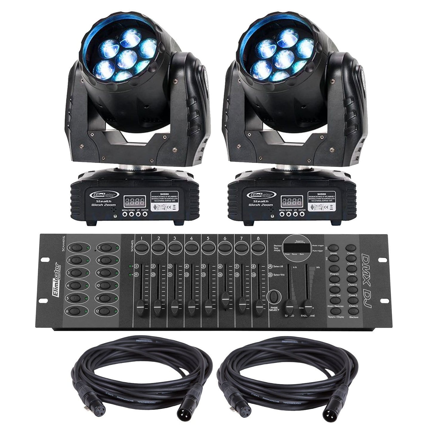 Eliminator Stealth Wash LED Moving Head 2-Pack Lighting System - PSSL ProSound and Stage Lighting
