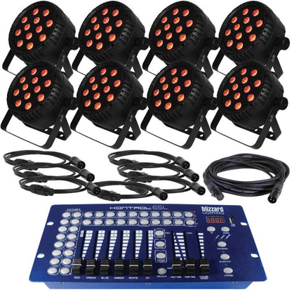 Blizzard LB Par Quad RGBA 8-Pack with DMX Controller - PSSL ProSound and Stage Lighting