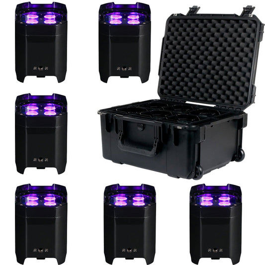 ADJ American DJ Element HEX Wireless Wash Light 6-Pack with PC6 Case - PSSL ProSound and Stage Lighting