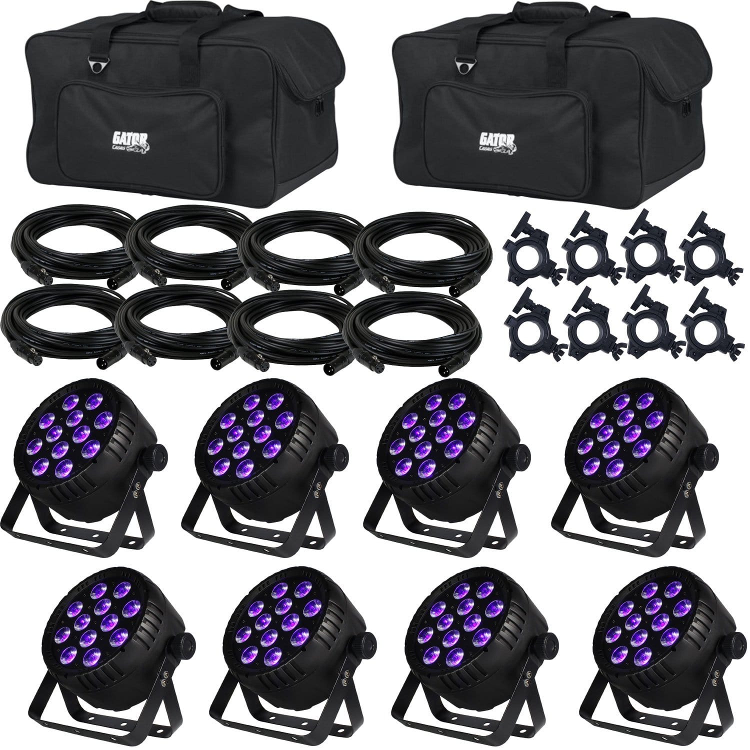 Blizzard LB Par Hex Wash Light 8-Pack with Accessories & Gator Bags - PSSL ProSound and Stage Lighting