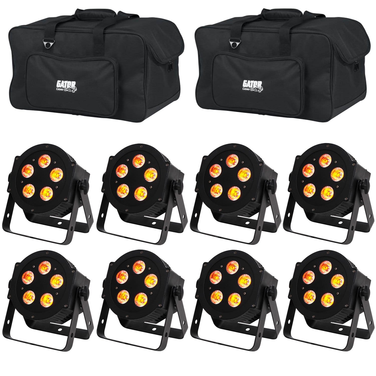 ADJ American DJ 5P HEX RGBAWUV LED Par Wash Light 8-Pack with Gator Bags - PSSL ProSound and Stage Lighting