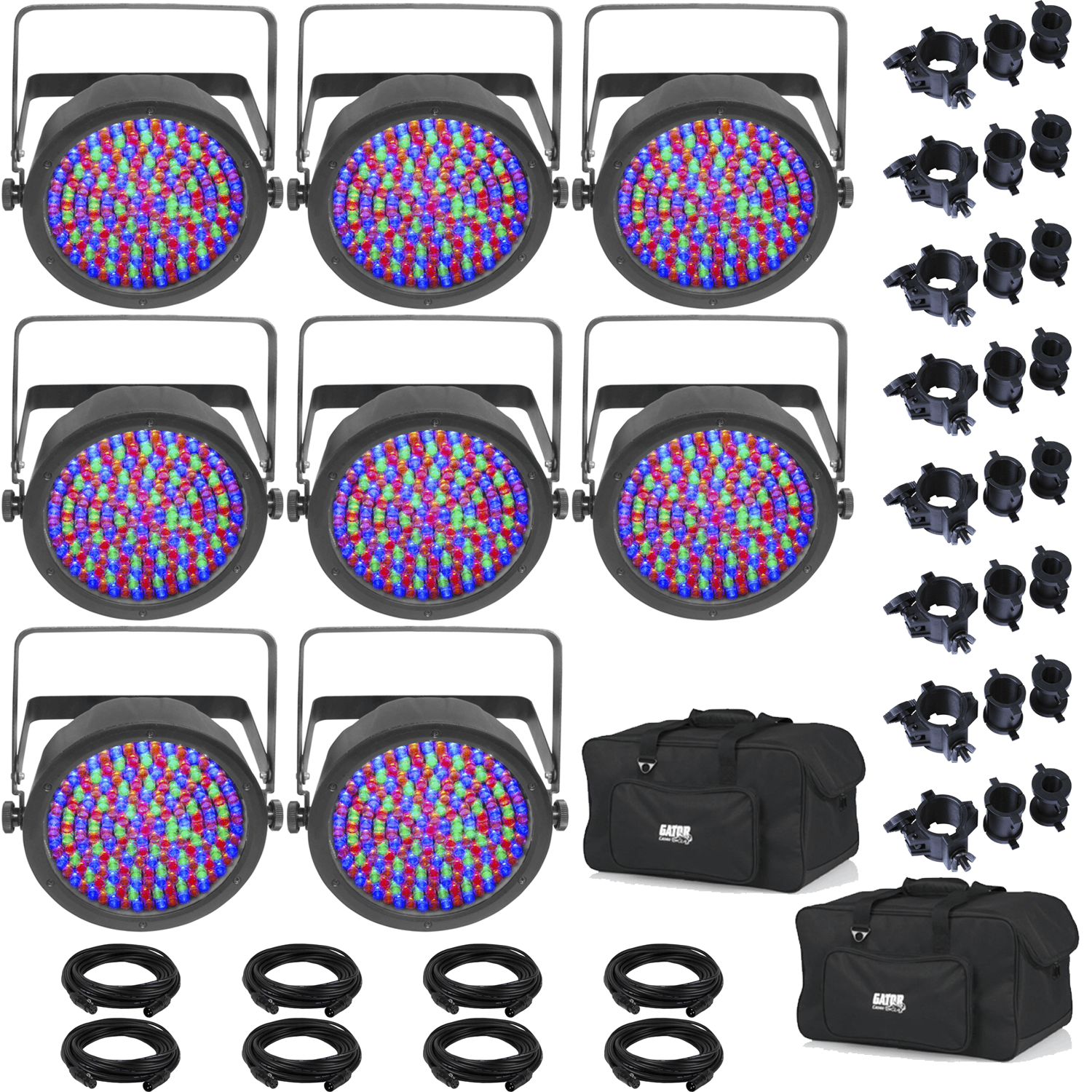Chauvet EZpar 64 RGBA Wash Light 8-Pack with Gator Bags & Accessories - PSSL ProSound and Stage Lighting