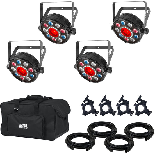 Chauvet FXpar 9 RGB Plus UV Wash Light 4-pack with Accessories & Gator Bag - PSSL ProSound and Stage Lighting