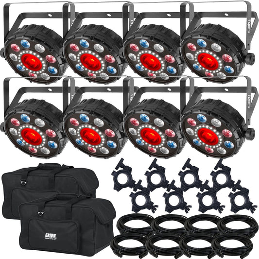 Chauvet FXpar 9 RGB Plus UV Wash Light 8-Pack with Accessories & Gator Bags - PSSL ProSound and Stage Lighting