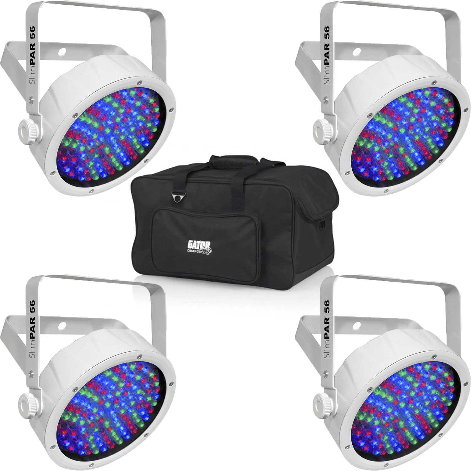 Chauvet SlimPAR 56 WHT RGB LED Light 4-Pack with Gator Bag - PSSL ProSound and Stage Lighting