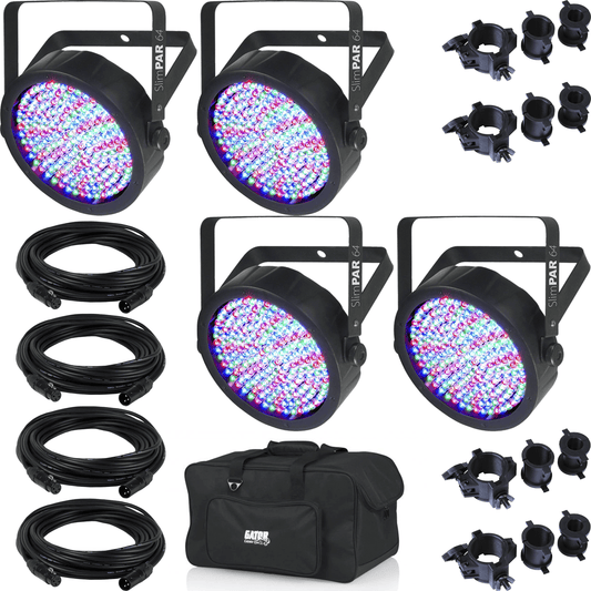 Chauvet SlimPAR 64 RGB Wash Light 4-Pack with Accessories & Gator Bag - PSSL ProSound and Stage Lighting