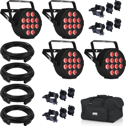Chauvet SlimPAR Q12 USB RGBA 4-Pack with Accessories & Gator Bag - PSSL ProSound and Stage Lighting