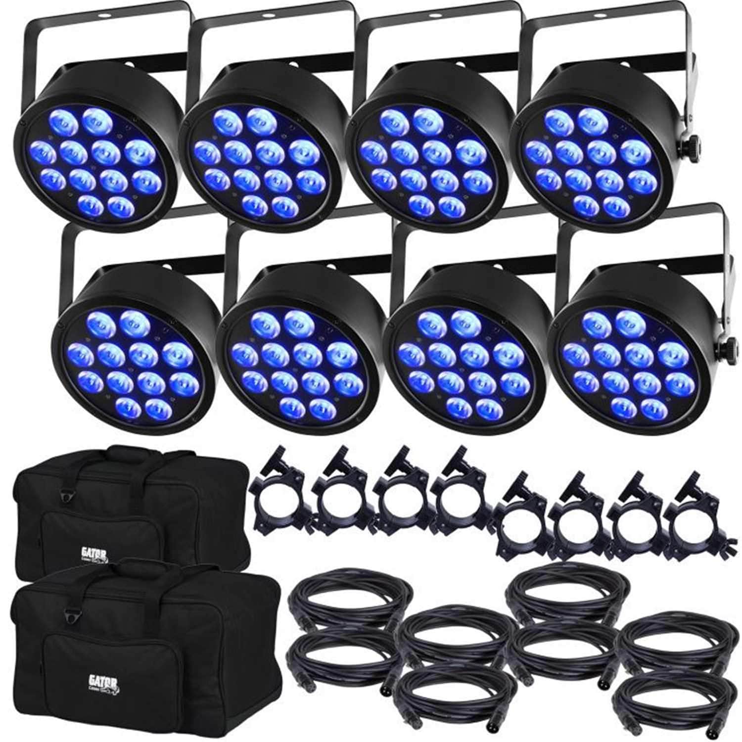 Chauvet SlimPAR T12 USB RGB 8-Pack with Accessories & Gator Bags - PSSL ProSound and Stage Lighting