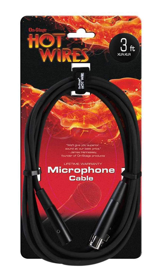 On Stage Microphone Cable 3Ft XLR To XLR - PSSL ProSound and Stage Lighting