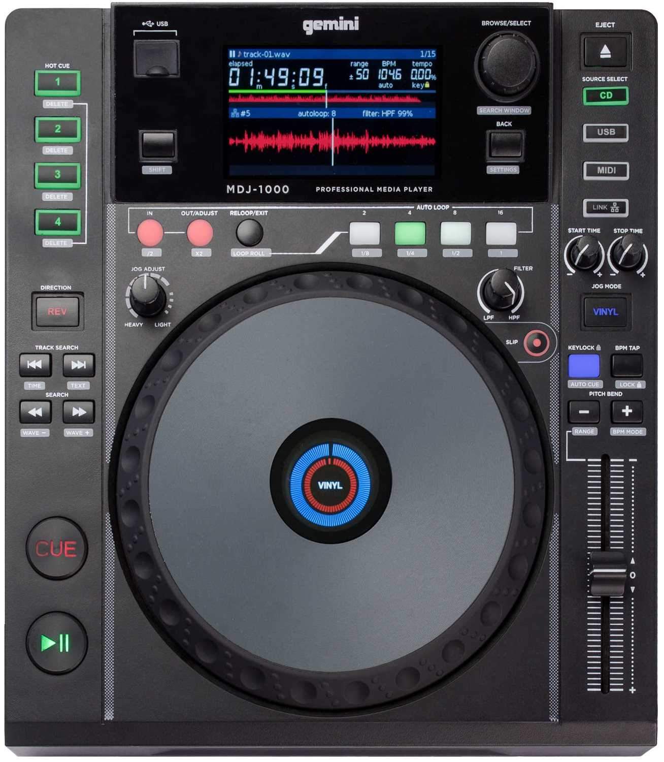 Gemini MDJ-1000 Tabletop DJ Media Player - PSSL ProSound and Stage Lighting