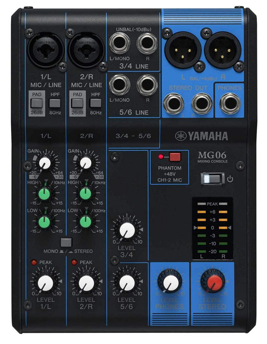 Yamaha MG06 6-Channel Analog PA Mixer - PSSL ProSound and Stage Lighting
