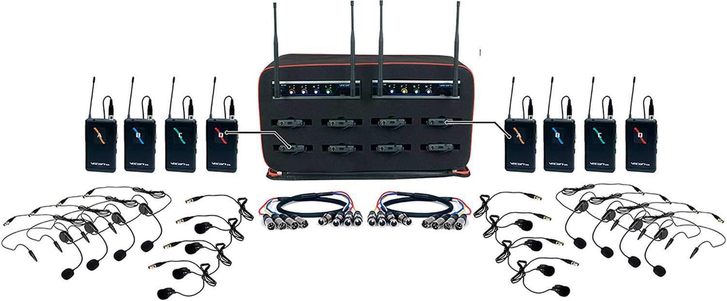 VocoPro MIB-QUAD-8B 8 Channel Wireless Headset & Lapel Mic System - PSSL ProSound and Stage Lighting