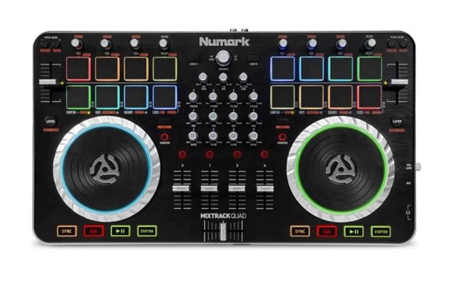 Numark MIXTRACKQUAD 4 Ch DJ Controller with Audio IO - PSSL ProSound and Stage Lighting