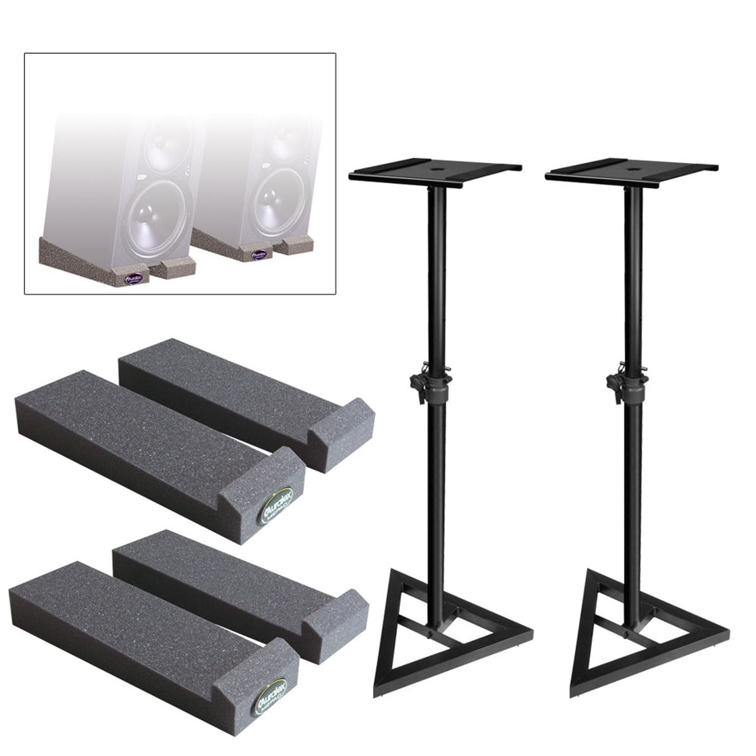 Pro Monitor Stand Twin Pack Plus Pad Pack - PSSL ProSound and Stage Lighting