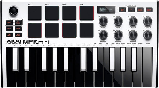 Akai MPK MINI 3 Portable USB Keyboard SE White - PSSL ProSound and Stage Lighting