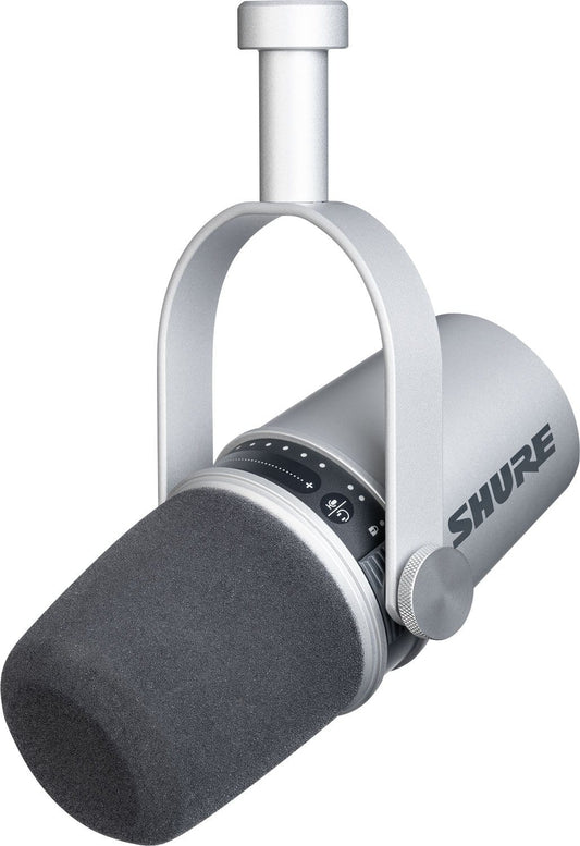Shure MV7-S USB XLR Podcast Microphone - Silver - ProSound and Stage Lighting