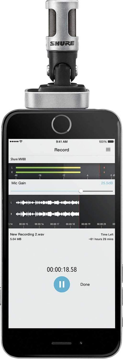 Shure Motiv MV88 iOS Digital Stereo Condenser Mic - PSSL ProSound and Stage Lighting