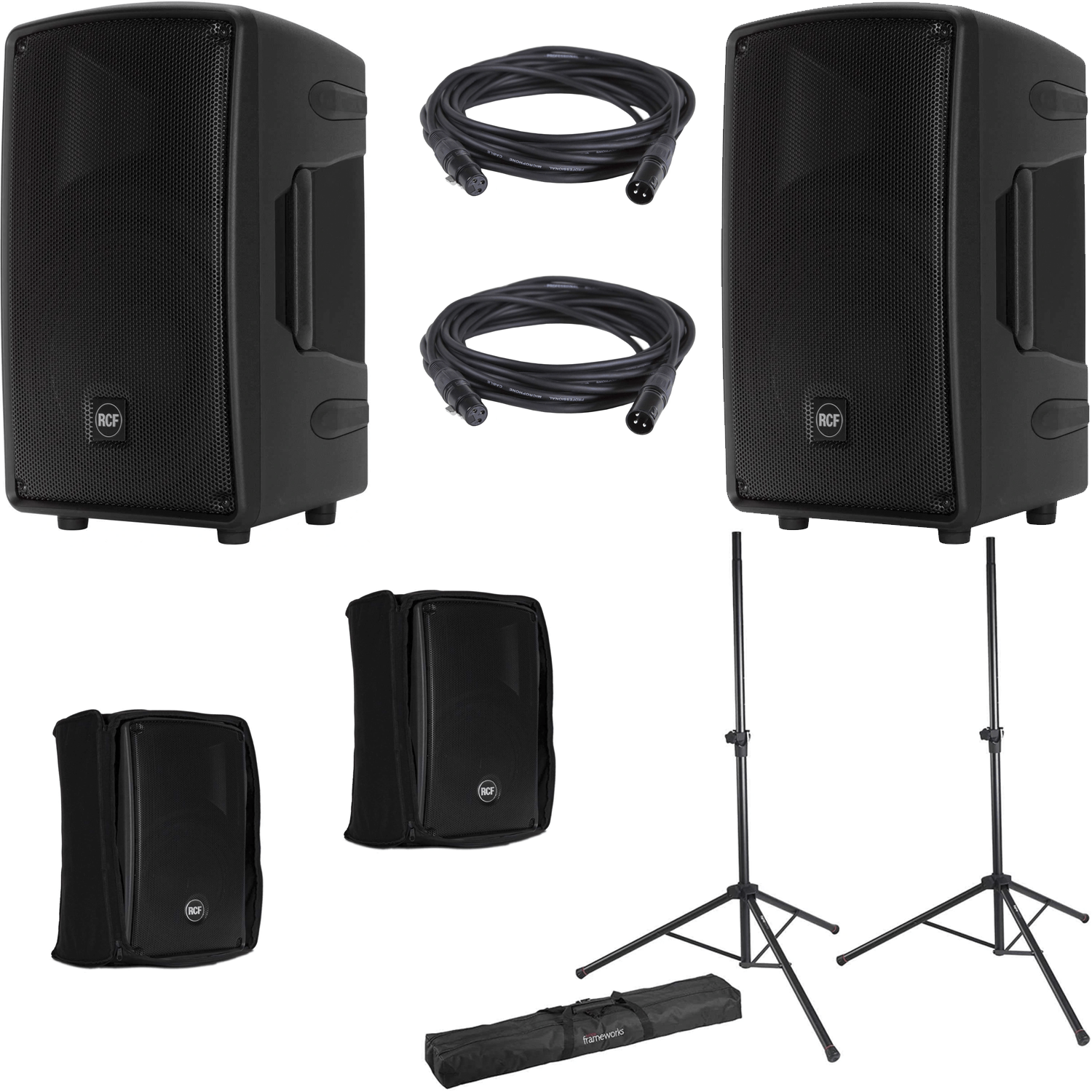 RCF HD10-A MK4 Powered Speakers with Covers & Bags - PSSL ProSound and Stage Lighting