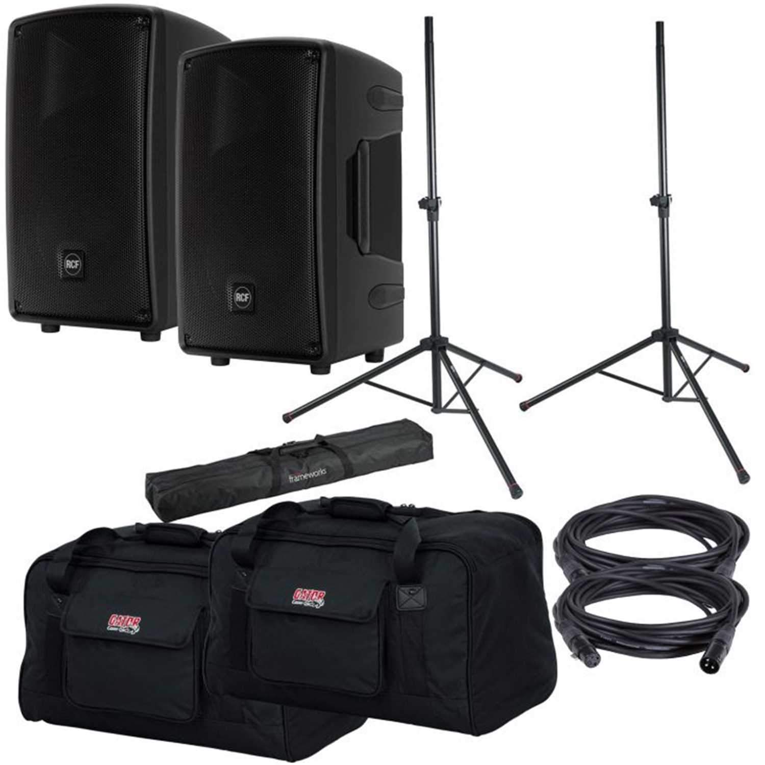 RCF HD10-A MK4 Powered Speakers with Totes & Stands - PSSL ProSound and Stage Lighting