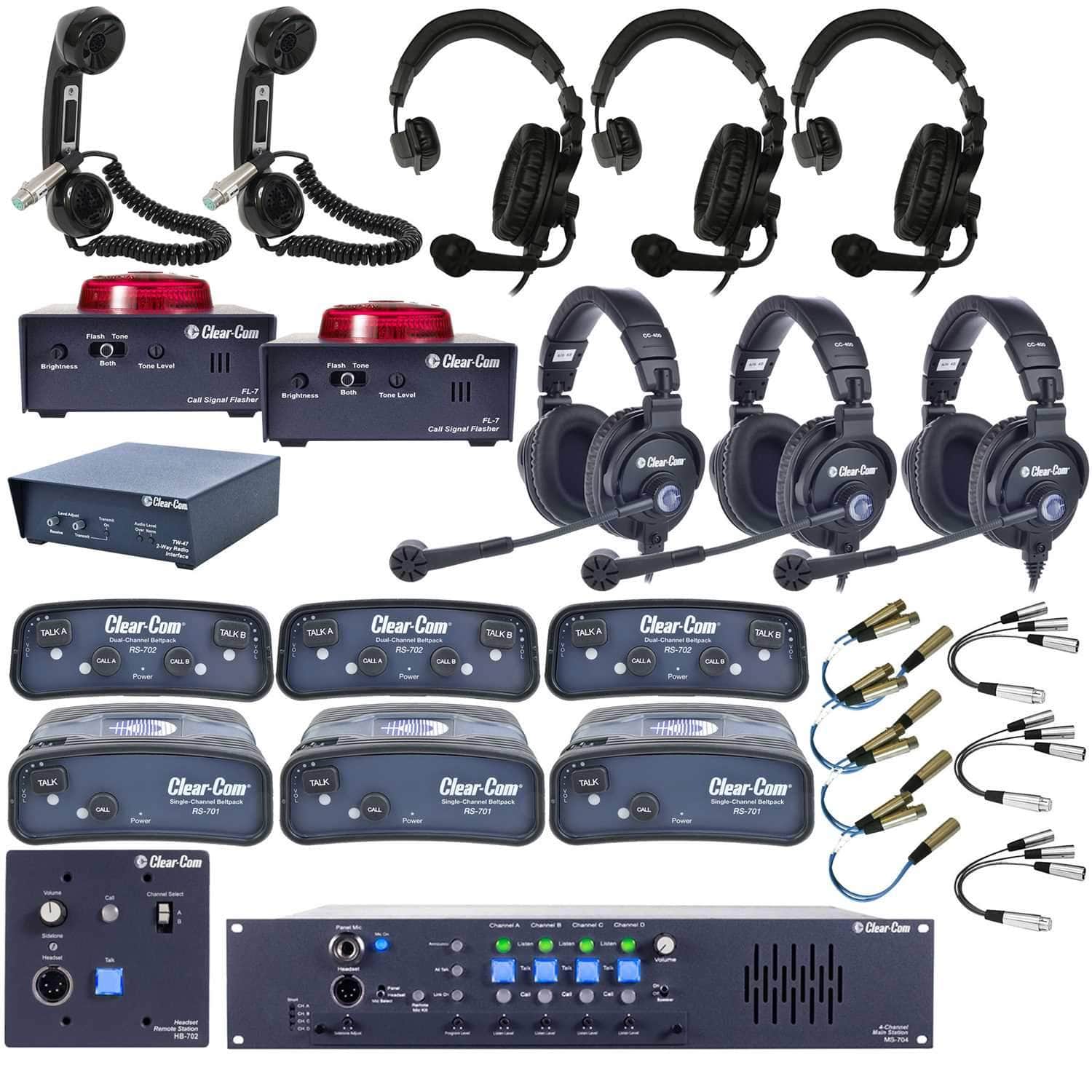 Clear-Com Intercom System Advanced Encore Wired System with 6 Headsets - PSSL ProSound and Stage Lighting