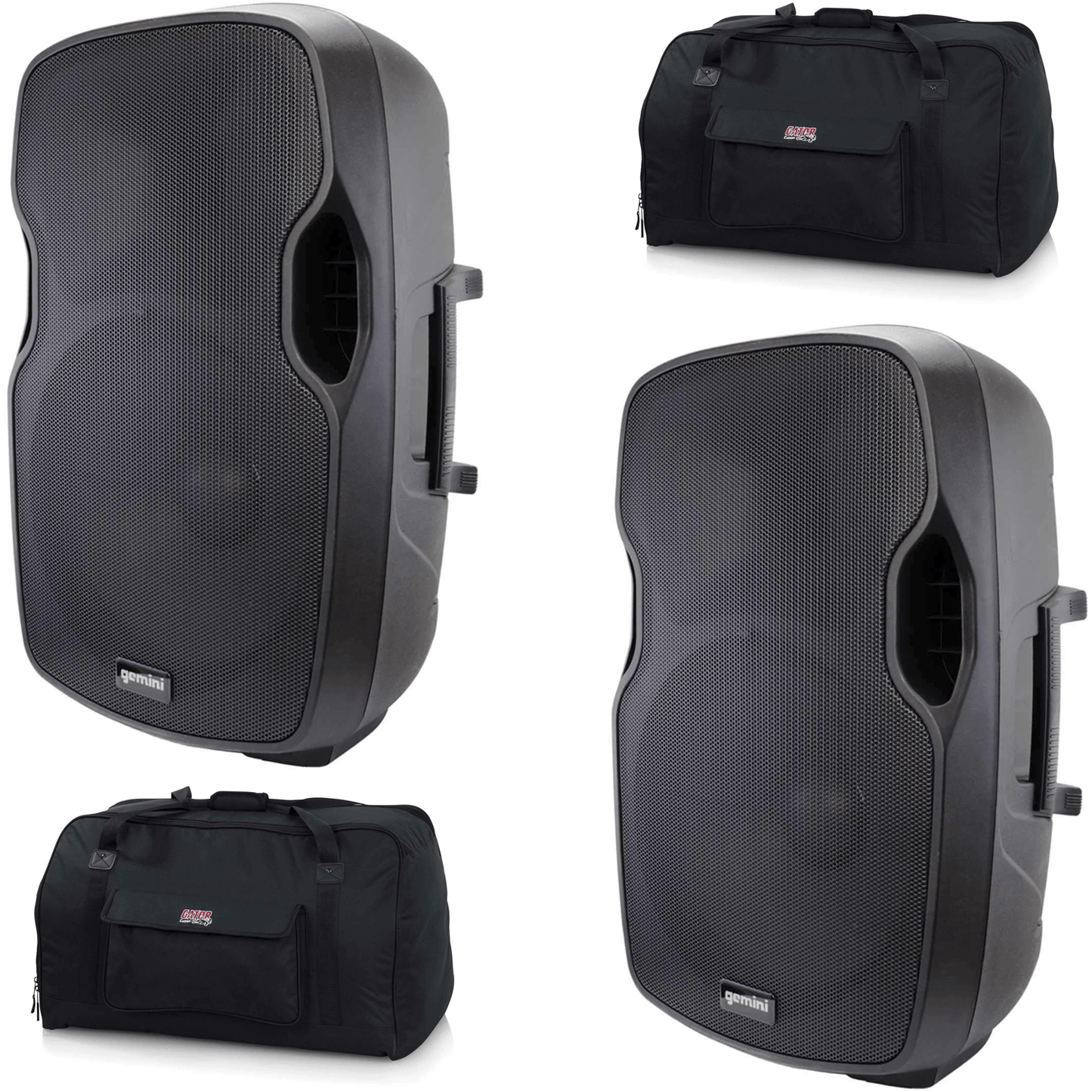 Gemini AS-15P 15-Inch Powered Speakers with Gator Totes - PSSL ProSound and Stage Lighting