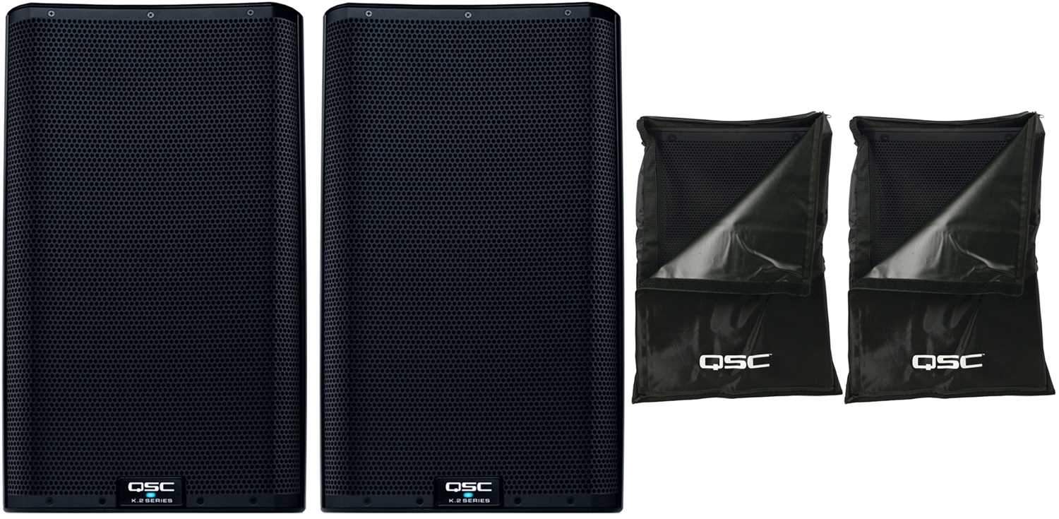 QSC K12.2 12-Inch Powered Speaker Pair with Outdoor Cover - PSSL ProSound and Stage Lighting