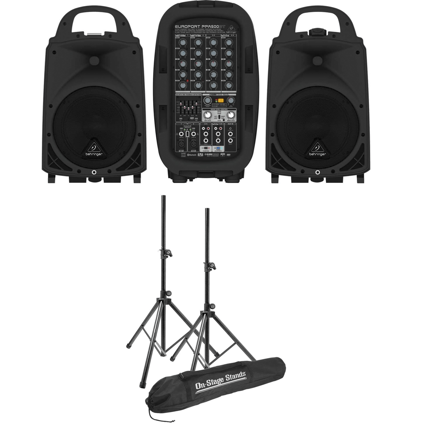 Behringer Europort PPA500BT Portable PA System with Stands - PSSL ProSound and Stage Lighting