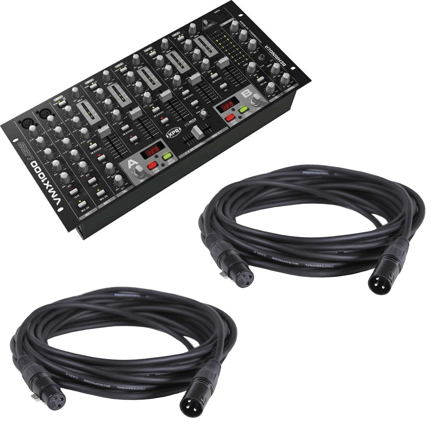 Behringer VMX1000USB Pro DJ Mixer with XLR Cables - PSSL ProSound and Stage Lighting