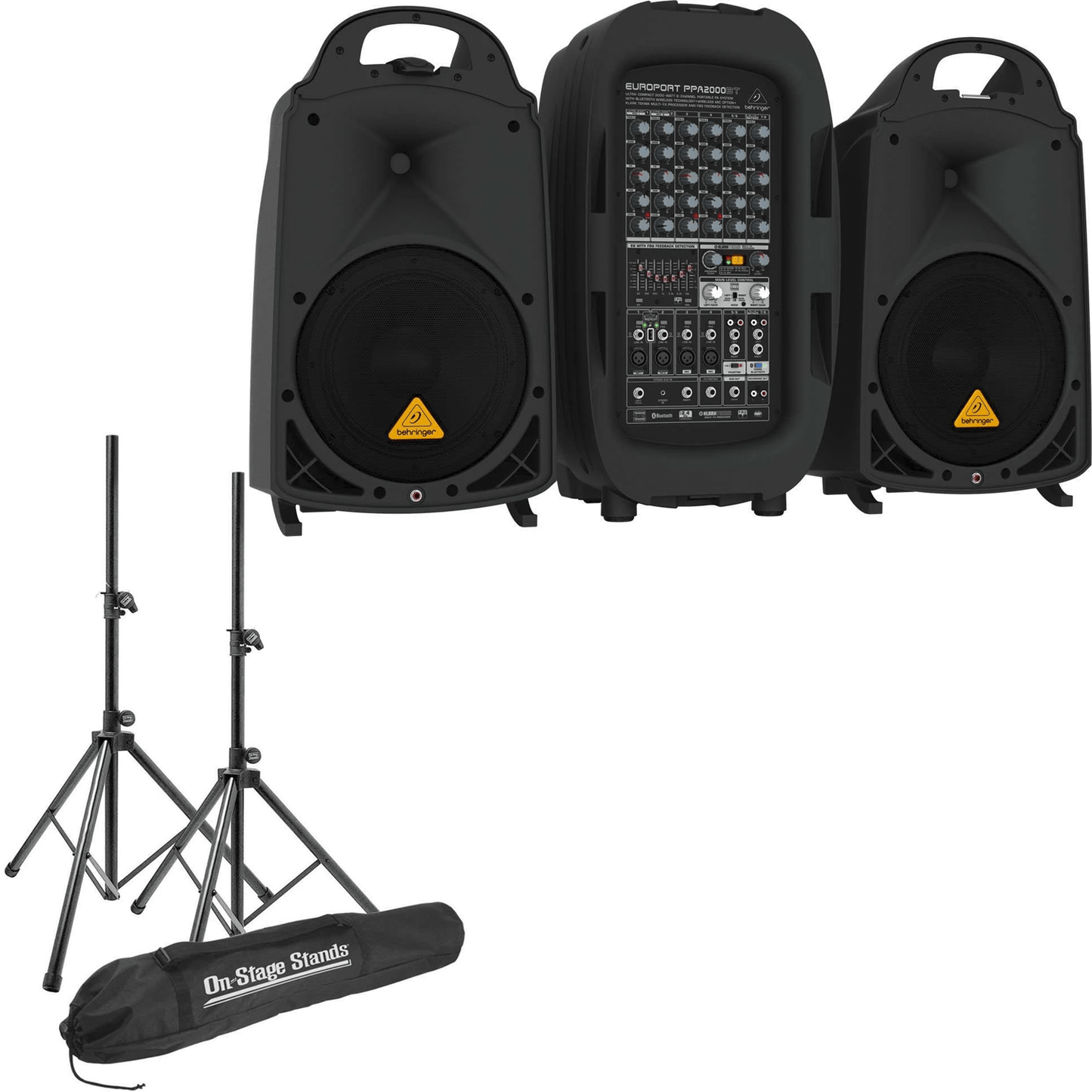 Behringer Europort PPA2000BT Portable PA System with Stands & Bag - PSSL ProSound and Stage Lighting