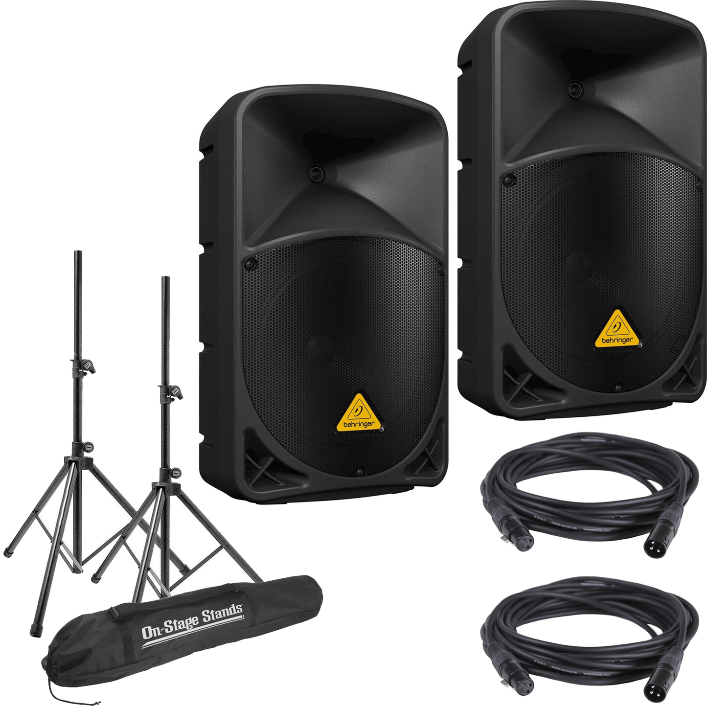 Behringer B112D 12-Inch Powered Speakers with Stands & Cables - PSSL ProSound and Stage Lighting