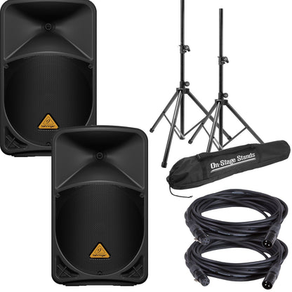 Behringer B112W 12-Inch Powered Speakers with Stands & Cables - PSSL ProSound and Stage Lighting