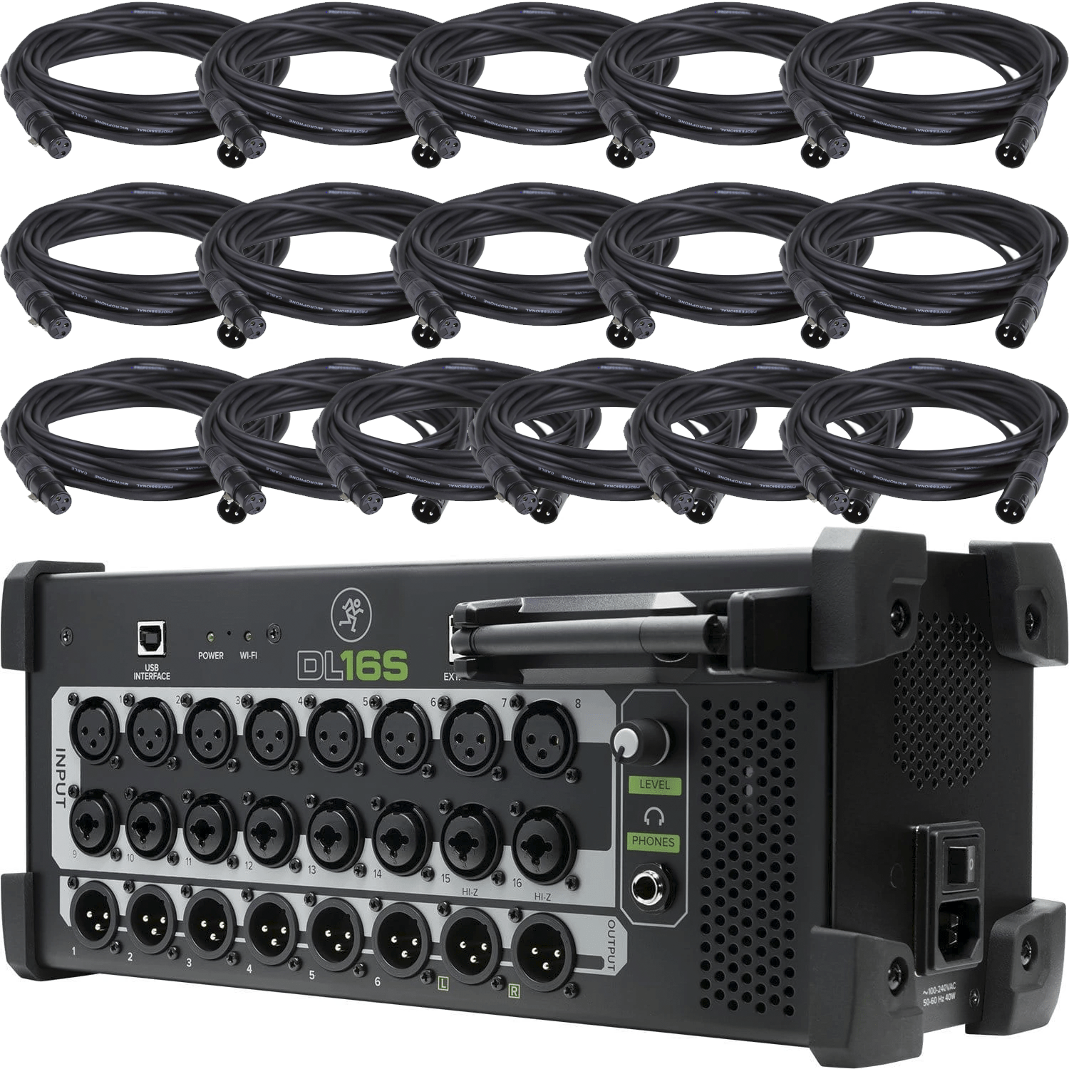 Mackie DL16S 16-Ch Digital Wireless Mixer with XLR Cables - PSSL ProSound and Stage Lighting