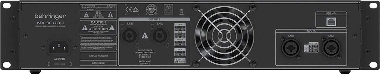 Behringer NX3000D 3000W Class-D Power Amplifier with Cables - PSSL ProSound and Stage Lighting