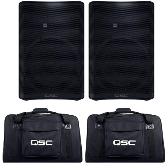 QSC CP12 12-Inch 2-Way 1000W Speaker Pair with Totes - PSSL ProSound and Stage Lighting