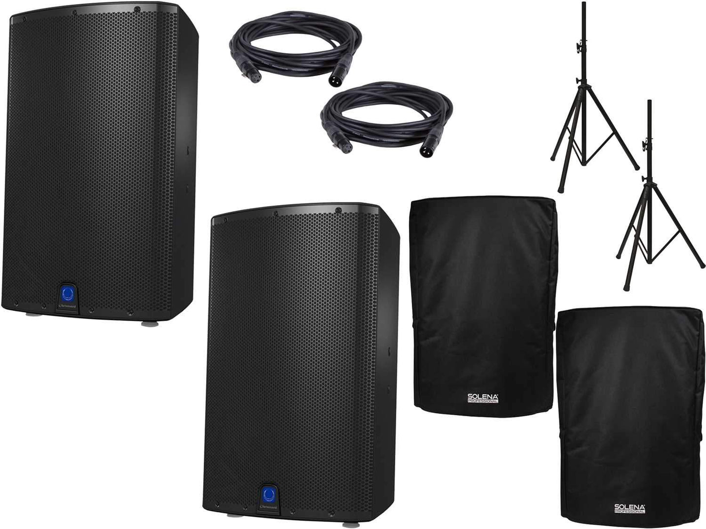 Turbosound IX15 15-Inch Powered Speaker Pair with Stands & Covers - PSSL ProSound and Stage Lighting