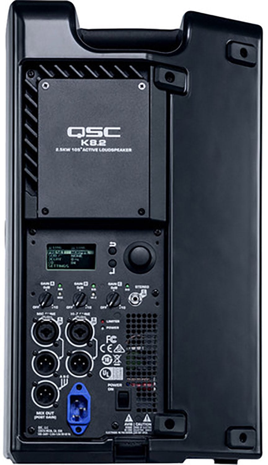 QSC K8.2 8-Inch 2-Way 2000W Powered Speaker (Pair) w/ XLR Cables - PSSL ProSound and Stage Lighting