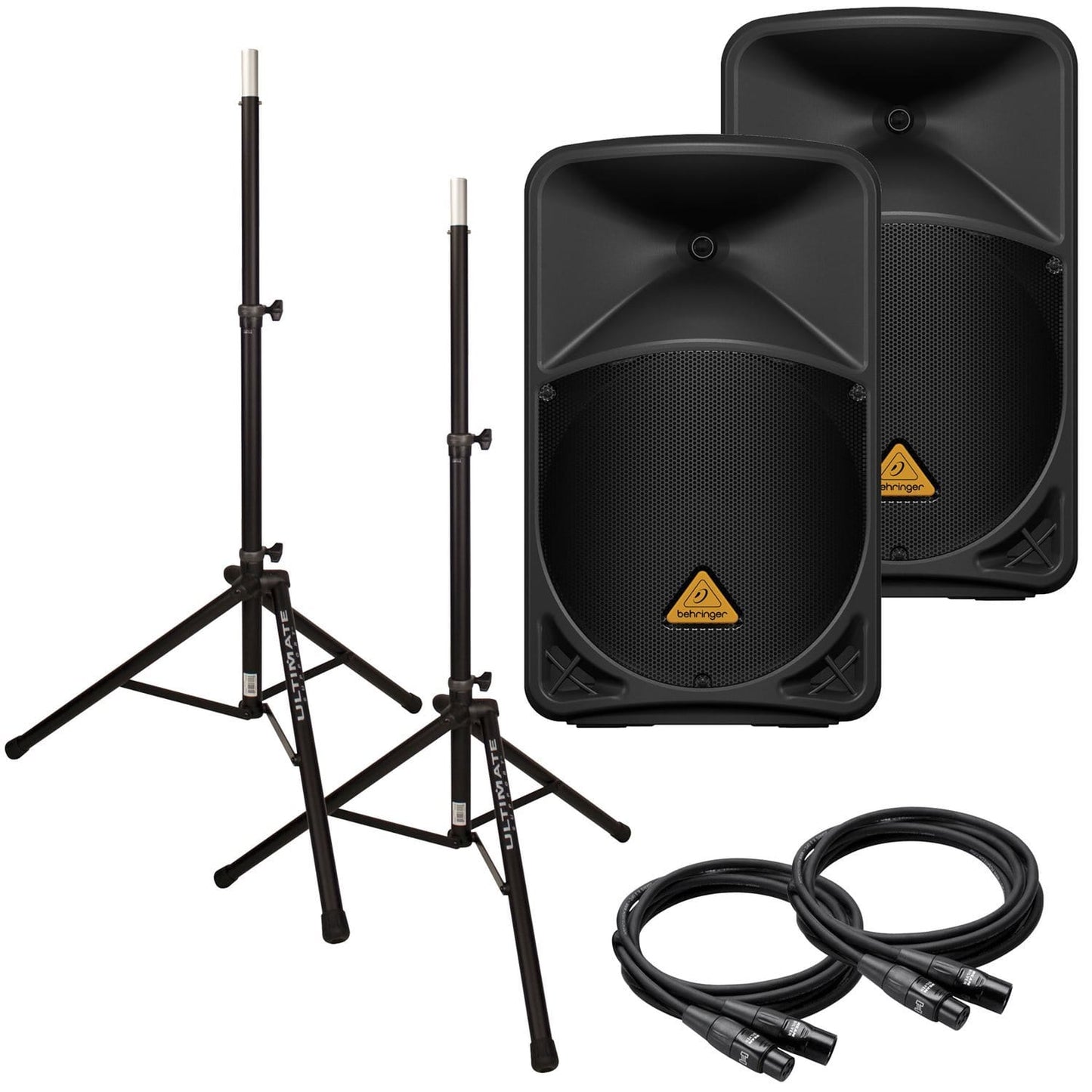 Behringer B112W 12-Inch Bluetooth Speaker Pair with Stands & Cables - PSSL ProSound and Stage Lighting