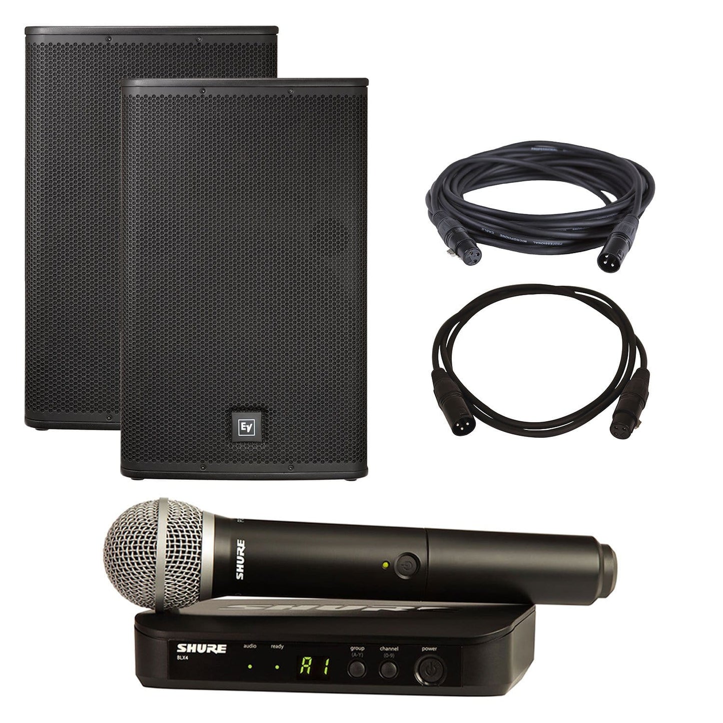 Electro-Voice ELX112P Speakers (2) with Shure BLX24-PG58 - PSSL ProSound and Stage Lighting