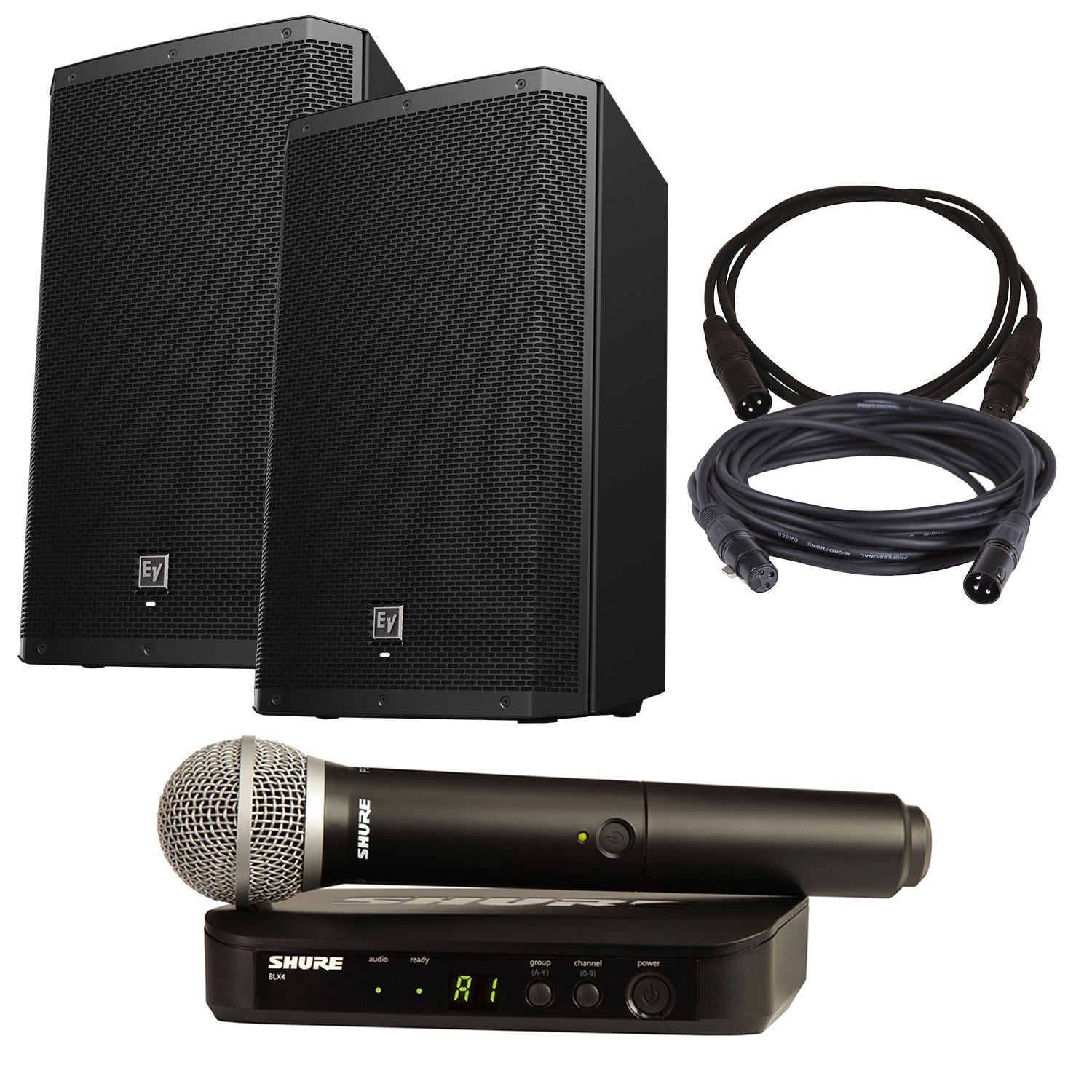 Electro-Voice ZLX12P Speakers (2) with Shure BLX24-PG58 Wireless Mic - PSSL ProSound and Stage Lighting
