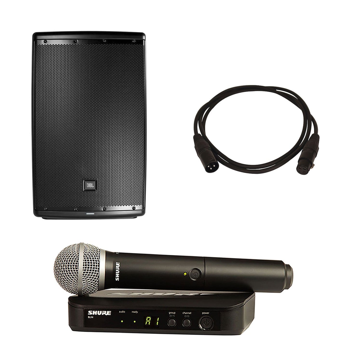 JBL EON615 Powered Speaker with Shure BLX24-PG58 Wireless Mic - PSSL ProSound and Stage Lighting