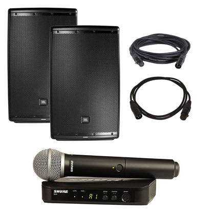 JBL EON615 Powered Speakers (2) with Shure BLX24-PG58 Wireless Mic - PSSL ProSound and Stage Lighting
