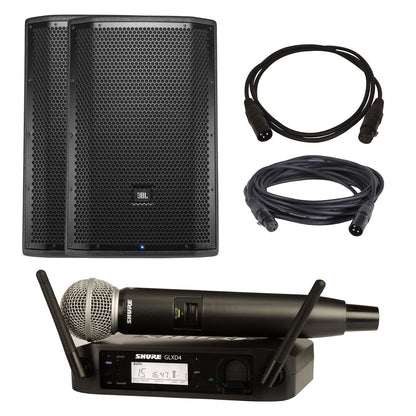 JBL PRX815W Powered Speakers (2) with Shure GLXD24-SM58 - PSSL ProSound and Stage Lighting