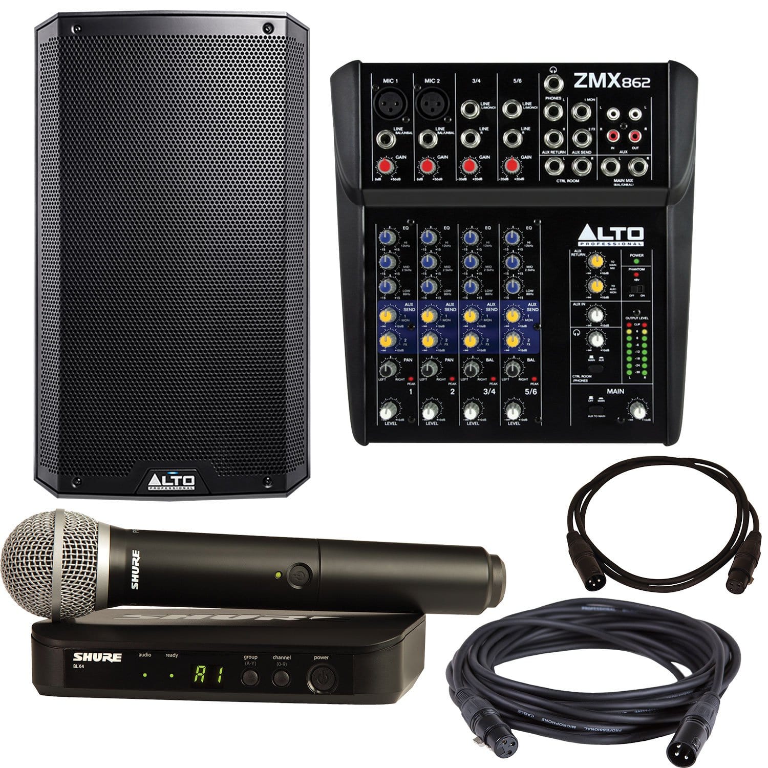Alto Professional TS212W Speaker & ZMX862 Mixer with Shure BLX24-PG58 - PSSL ProSound and Stage Lighting