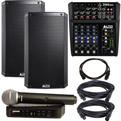 Alto Professional TS215W Speakers (2) & ZMX862 Mixer with Shure BLX24-PG58 - PSSL ProSound and Stage Lighting