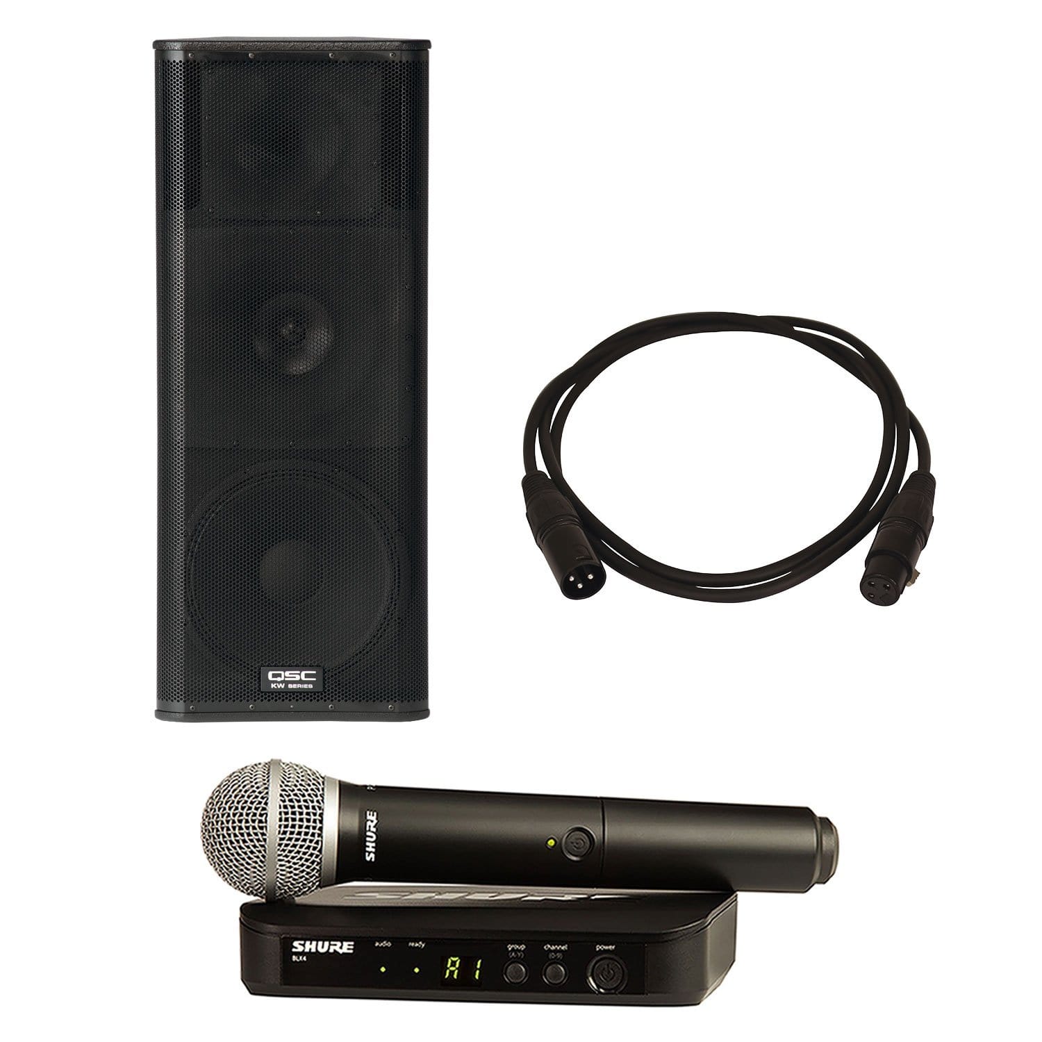 QSC KW153 Powered Speaker with Shure BLX24-PG58 - PSSL ProSound and Stage Lighting