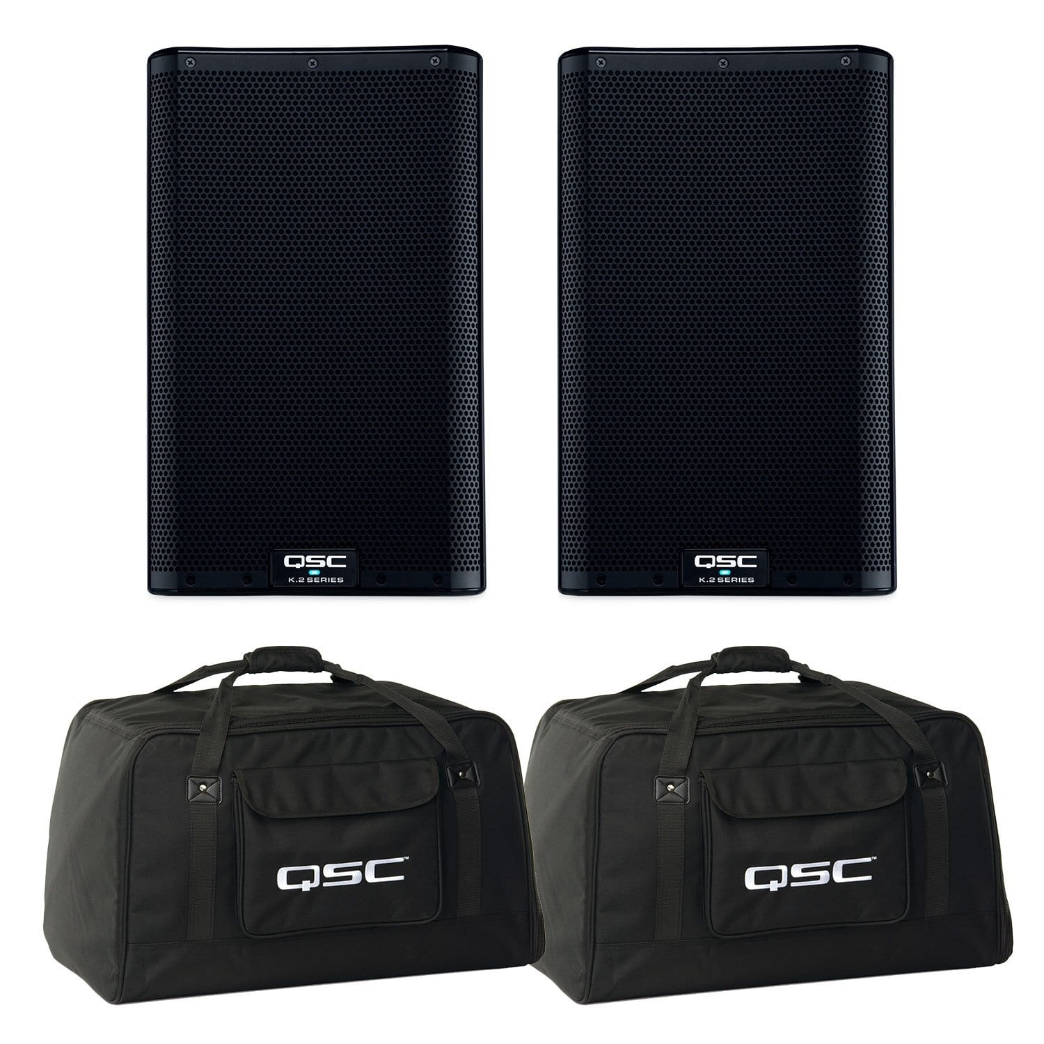 QSC K10.2 10-Inch Powered Speakers (2) with Totes - PSSL ProSound and Stage Lighting
