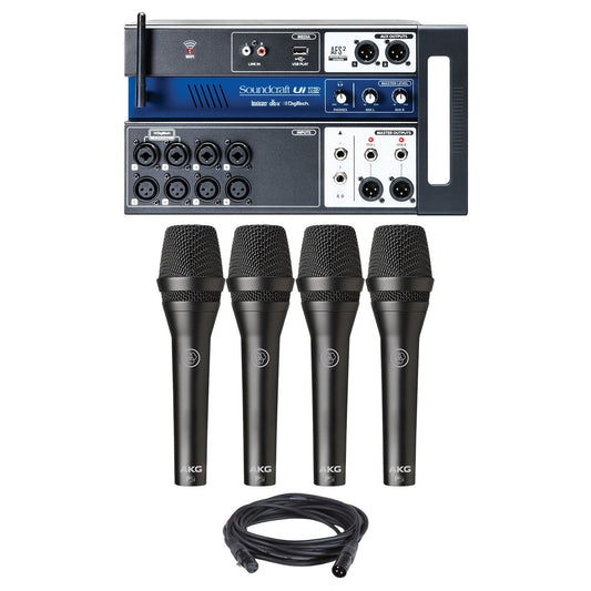 Soundcraft Ui12 Digital Mixer with AKG P5i Mic 4-Pack - PSSL ProSound and Stage Lighting
